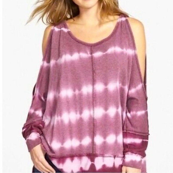 Free People Tops - Free People Dandyline Boxy Cold Shoulder Tie Dye Sweatshirt Purple Sz Small